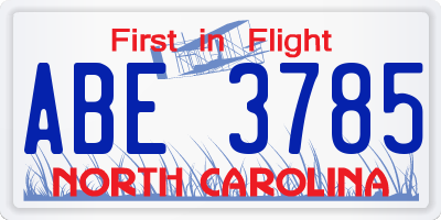 NC license plate ABE3785