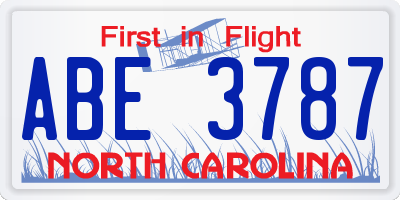 NC license plate ABE3787