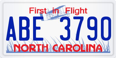 NC license plate ABE3790