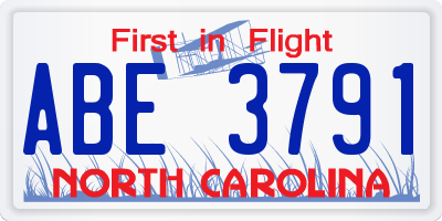 NC license plate ABE3791