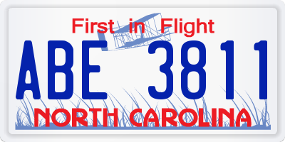 NC license plate ABE3811