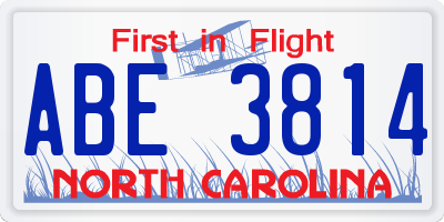 NC license plate ABE3814