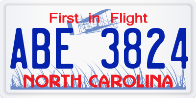 NC license plate ABE3824