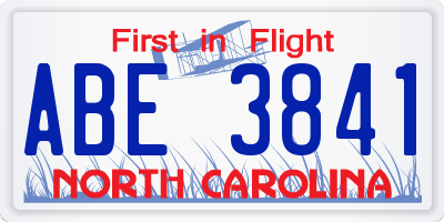 NC license plate ABE3841