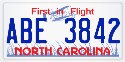 NC license plate ABE3842