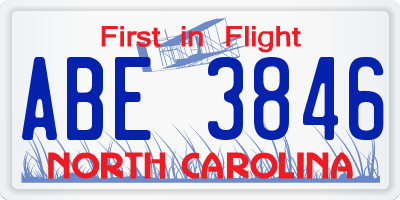 NC license plate ABE3846