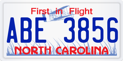 NC license plate ABE3856