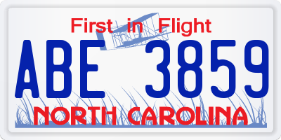 NC license plate ABE3859