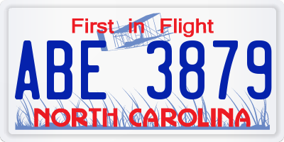 NC license plate ABE3879
