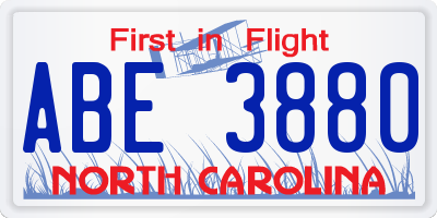 NC license plate ABE3880