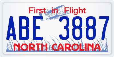 NC license plate ABE3887