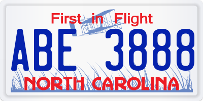 NC license plate ABE3888