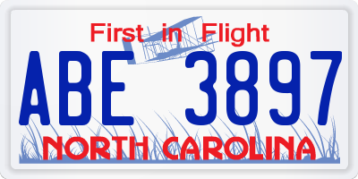 NC license plate ABE3897