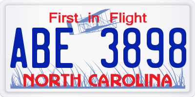 NC license plate ABE3898