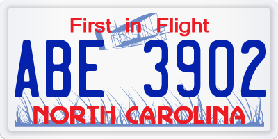 NC license plate ABE3902