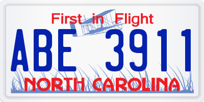 NC license plate ABE3911