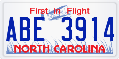 NC license plate ABE3914