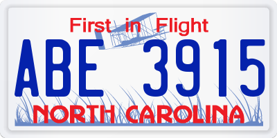NC license plate ABE3915