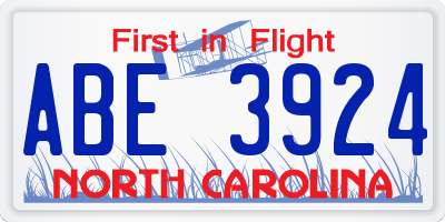 NC license plate ABE3924