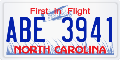NC license plate ABE3941