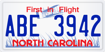 NC license plate ABE3942