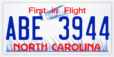 NC license plate ABE3944
