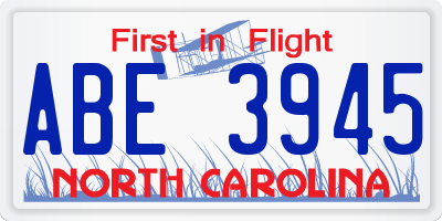 NC license plate ABE3945