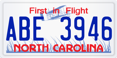 NC license plate ABE3946