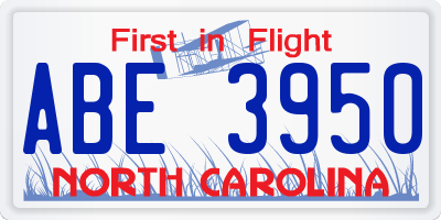 NC license plate ABE3950
