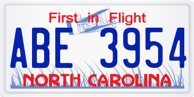 NC license plate ABE3954