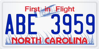 NC license plate ABE3959