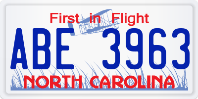 NC license plate ABE3963