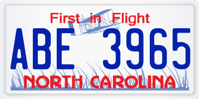 NC license plate ABE3965