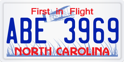 NC license plate ABE3969