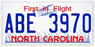 NC license plate ABE3970