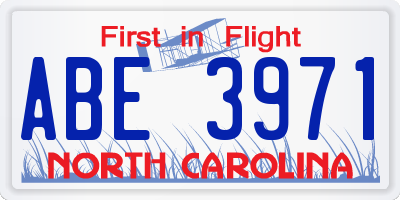 NC license plate ABE3971