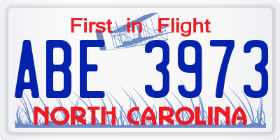 NC license plate ABE3973
