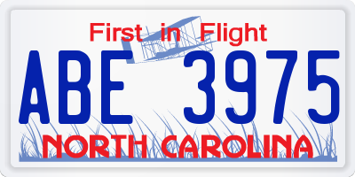 NC license plate ABE3975