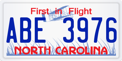 NC license plate ABE3976