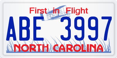 NC license plate ABE3997