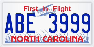 NC license plate ABE3999