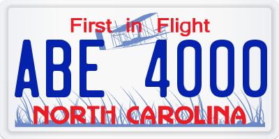 NC license plate ABE4000