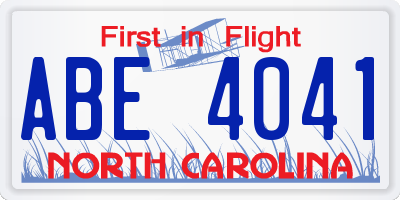 NC license plate ABE4041