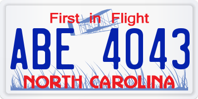 NC license plate ABE4043
