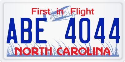 NC license plate ABE4044