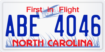 NC license plate ABE4046