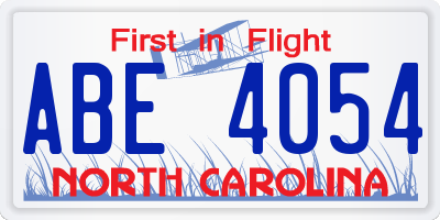 NC license plate ABE4054