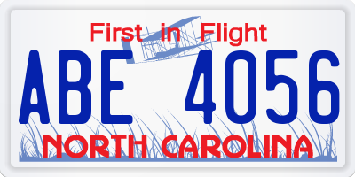 NC license plate ABE4056