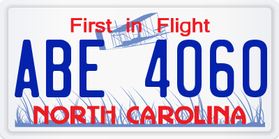 NC license plate ABE4060