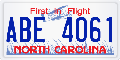 NC license plate ABE4061